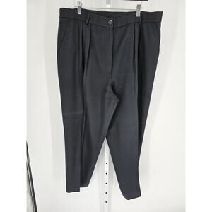 Evan Picone Women's Black Worsted Wool High-Rise Pleated Dress Pants Size 18W